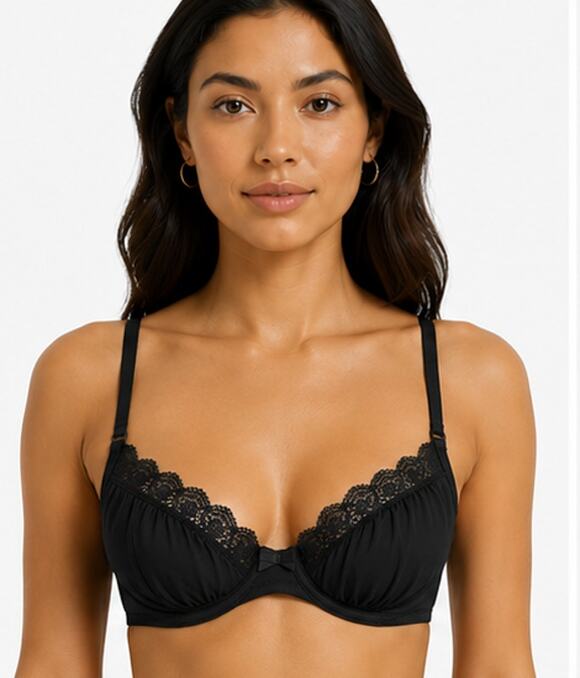 SKIMS Other - SKIMS Fits Everybody Lace Unlined Demi Bra Onyx Black 32C NWT